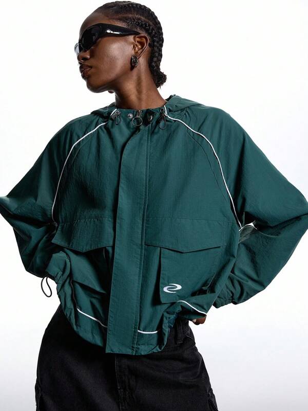 LYSMO 2025 Fall New Arrivals /Women's Casual Everyday Zip-Up Hooded Jacket /Women's Stand Collar Jacket / Green / Embroidery / Sports Jacket / Outdoor / Workwear/Hiking / Mountaineering / Windbreaker / Contrast Color / Back To School Season / Long Sleeve / Turtleneck / Casual / Y2k Women's Clothing / Cute / Western Women's Clothing / Western Women's Clothing / Bohemian Style / Business Casual Women's Clothing / Gothic Style Women's Clothing / Country Style Women's Clothing / Fairy Style