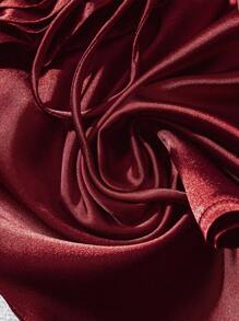 INAWLY Áo hai dây cổ chữ V bằng vải satin trơn màu mùa hè có họa tiết nơ hoa xếp nếp cho nữ - Màu Đỏ Sâu - Xem 5