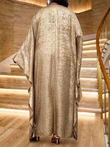 Fleurora 春夏秋冬优雅派对鸡尾酒会音乐会/音乐节金色编织金属圆领舞会礼服单件袖长袖短袖大码连衣裙生日和活动连衣裙节日大码夏装女装夏季节日服装女士节日服装女士夏装女士夏季服装女士夏季连衣裙 - 金色 - 查看 3