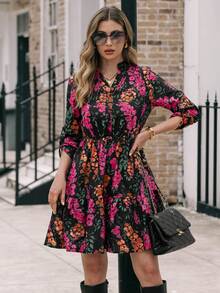 Lunelith SHEIN Lunessa Spring/Summer Casual Floral Printed V-Neck Sleeveless Dress With Slit