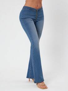 NYA SZN Quần jeans ống rộng cạp thấp, khóa kéo phía trước, phong cách Y2K, mùa hè, kiểu miền Tây, cao bồi, lễ hội âm nhạc, thanh lịch, kỳ nghỉ, nghỉ xuân, ăn trưa, co giãn, câu lạc bộ, thường ngày, màu xanh nhạt, phong cách nổi bật, lễ hội hóa trang. - Rửa tối - Xem 5
