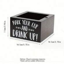 1pc Wooden Disposable Cup Storage Box Square Desktop Bar Coffee Shop Paper Cup Holder,Christmas - Multicolor - View 7