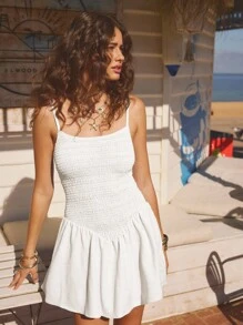 Aralina 女式休闲纯色细肩带迷你连衣裙，夏季 - 白色 - 查看 8