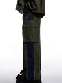 LYSMO 女士休闲百搭纯色阔腿工装裤 - 綠色 - 查看 4