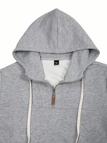 Manfinity Homme Men's Casual Drawstring Hooded Long Sleeve Hoodie , Fall - Light Grey - View 5