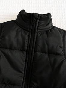 Cozy Pixies Bộ 3 áo hoodie cổ tròn tay dài in chữ mềm mại lót nhiệt cho bé trai, quần rút dây và áo ba lỗ không tay mùa thu đông - Màu xanh lá cây đậm - Xem 4