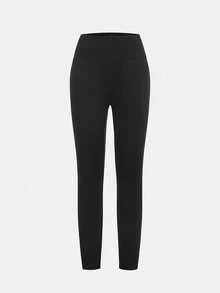 SHEIN Mädchen Tween-Outfit mit schwarzer Strickjacke mit Reißverschluss, Top und Leggings, 3 Stücke Sportset, geeignet für Lässig-Alltag, Yoga und Sport - Schwarz - Übersicht 10