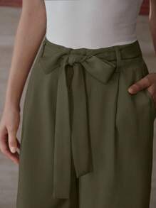 MOTF PREMIUM FOLD PLEATED BELTED SLANT POCKET PANTS - Army Green - View 6