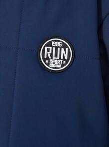 SHEIN Vacaura 青少年男孩户外运动保暖简约拉链纯色防尘海军蓝棉服外套