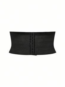 SHAPORA Plus Size Women's Black Front Button Waist Belt, Everyday Wear - Black - View 1
