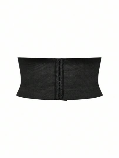 SHAPORA Plus Size Women's Black Front Button Waist Belt, Everyday Wear