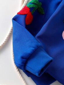 Elladie kids Girls' Blue Knitted Cherry Pattern Sweatshirt Co-Ords For A Playful And Stylish Look Fall Winter - Blue - View 4