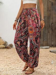 Tween Girls' Bohemian Print Wide Leg Pants For Vacation - Multicolor - View 5