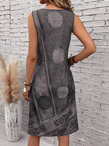 EMERY ROSE Graphic Print Tank Summer Dress - Grey - View 2