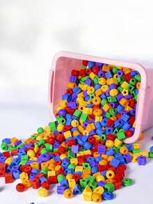 40PCS Mixed Color Geometric Shape Plastic Beads Toy - Leisure Toy, Educational Beads For Handmade Jewelry, Early Learning And Brain Puzzles, Hands-On Skills & Logical Thinking Training For School, Students, Stationery, School Supplies, Children's Threading. - Multicolor - View 8