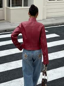 Muchica Women's Fashion Long Sleeve Zipper Versatile Short Jacket In Fall/Winter