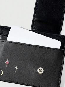 ROMWE Grunge Punk 女士复古可爱心形和十字架便携式卡包 - 黑色 - 查看 3