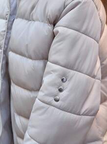 EURMUSE Warm Puffer Jacket With Zip Closure, Cozy Winter Essential, Streetstyle Chill, Cloudy Day Comfort, Off-Duty Look & Everyday Edit Women's Puffer Jacket Women's Jackets Outerwear Women - Khaki - View 8