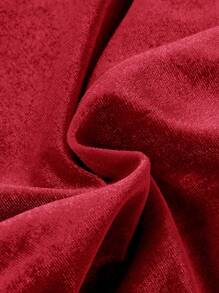 SHEIN 年轻女孩 2 件套水钻字母图案天鹅绒连帽衫和喇叭裤、运动裤、服装、可爱、休闲和复古，非常适合夏季和秋季休闲和日常穿着和学校日常穿着，适合圣诞节 - 紅色 - 查看 4