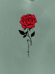 EURMUSE Áo nỉ có mũ trùm đầu thường xuyên họa tiết Rose Embriodery dành cho nam - Màu xanh Bạc hà - Xem 4