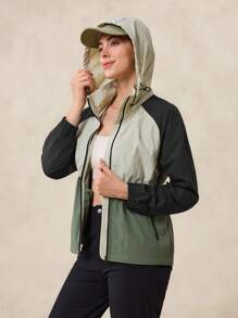 OutZeal Women Outdoor Jacket Camping Hiking Water-Resistant Lightweight Color-Blocked Hooded Outdoor Top Spring Fall - Multicolor - View 11