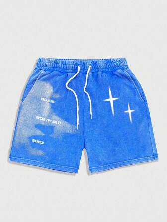 Street Life Pantalones cortos casuales de verano con cintura elástica y cordón, sueltos y versátiles para hombres