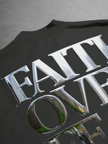 PAVTROS 男士休闲插肩袖T恤，背面饰有字母图案，夏季 - 深灰色 - 查看 6