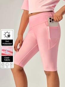 JNSQ Pantalon corsaire de compression pour sports de plein air pour préadolescentes, retour à l'école. Shorts leggings ajustés pour enfants avec couture quadruple aiguille six fils sans couture, pour l'extérieur.