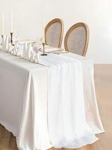 1 件/5 件白色美丽纱布桌旗桌布、婚礼派对房间餐桌装饰用品桌布、生日结婚周年家庭节日派对房间餐桌 DIY 装饰、婚礼纱布、家居装饰、婴儿淋浴装饰、椅背装饰纱、白色纱布、2026 新年装饰、新年桌旗 - 白色 - 查看 8