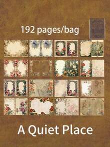 SHEIN 1本剪贴簿，共192页，遥远的歌声系列，复古棕色可写烫印材料书，剪贴簿用品笔记本配件，装饰笔记本垃圾杂志DIY个性化拼贴书 - 彩色 - 查看 12