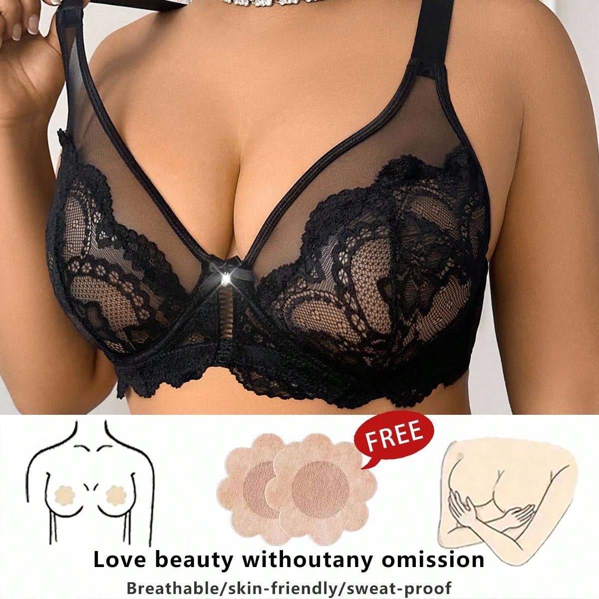 Pieza Sujetador lencería sexy con aros y transparencias para tallas grandes
