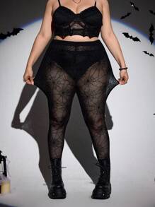 SHEIN CURVE+ 加大码不对称下摆口袋连衣裙哥特/哥特式女装/万圣节加大码/万圣节服装