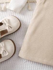 Sparklyn Vestido de tirantes minimalista y versátil para niñas, adecuado para otoño e invierno - Albaricoque - Ver 5