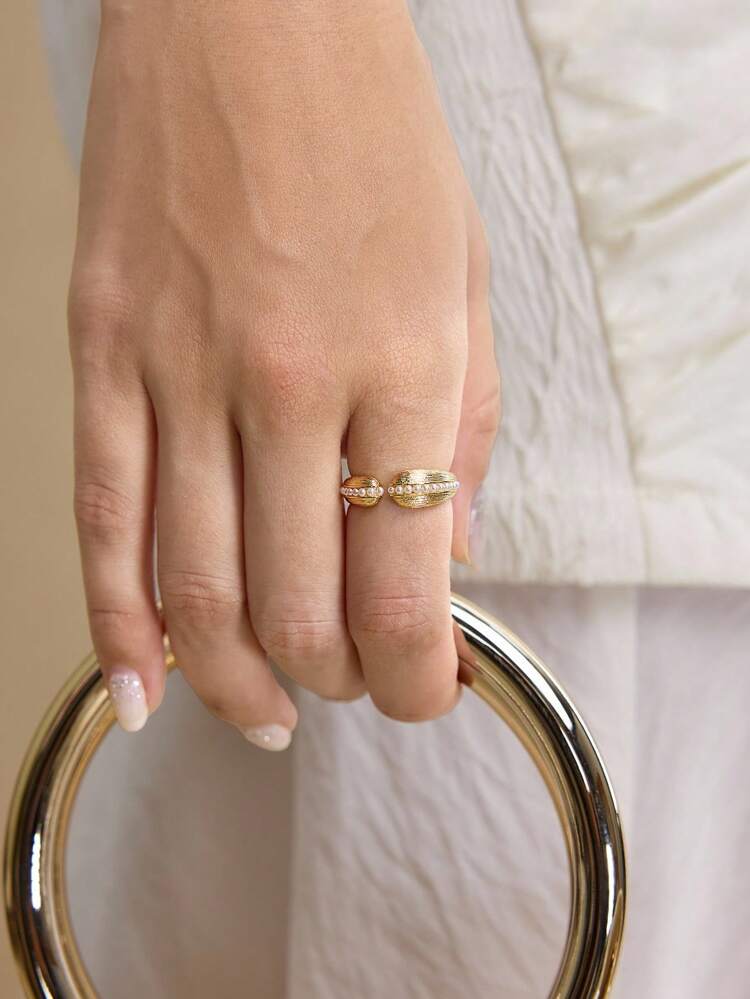 18K GOLD PLATED BEADED OPEN RING
