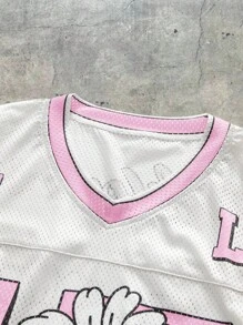 AXEPEAK Mehrere Teile Street Style V-Ausschnitt Kurzarm Loose Fit Digital Muster Herren T-Shirt, 2000er Jahre Stil