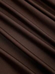 Sweetra Plus Size Women Cinched Waist Floral Embellished Asymmetric Hem Baseball Dress - Mocha Brown - View 6