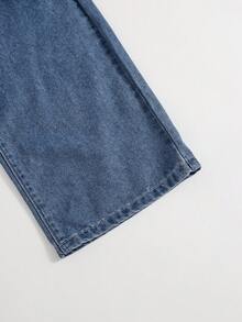 SHEIN Tween Girls New Spring/Summer Vacation Casual Comfortable Denim Set - Medium Wash - View 3