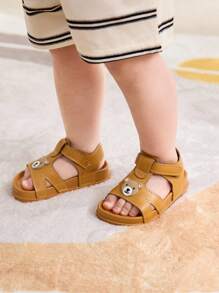 Cozy Pixies 1 双可爱夏季幼儿钩环棕色熊猫图案休闲舒适软底轻便平底凉鞋 - 棕色 - 查看 2