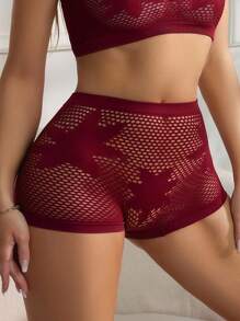 SHEIN Hautfreundliche, atmungsaktive, einfarbige, sexy, nahtlose Damen Panty-Shorts - Bordeaux - Übersicht 5
