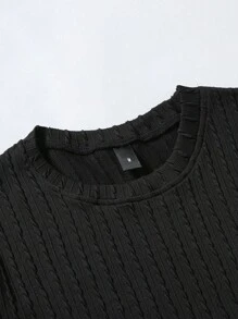 Manfinity Homme Men's Summer Solid Color Round Neck Short Sleeve Casual T-Shirt - Black - View 3