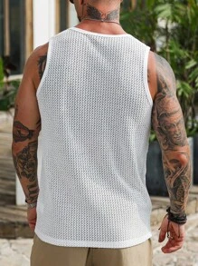 Manfinity Homme Maiou bărbătesc, culoare solidă, cu guler rotund, model jacquard, cu scobitură, culoare solidă, vară