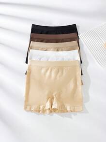 SHEIN 5 条装女士无缝弹力平角内裤，适合所有季节和日常穿着 - 彩色 - 查看 1