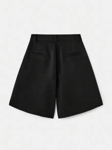 lacRébo Tailored Bermuda Shorts With Pleated Front Teacher Going Out Office Chic Top Spring Summer - Black - View 7