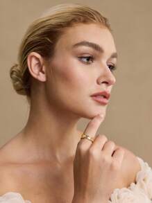 MOTF PREMIUM 18K镀金不对称开口戒指 - 金黃色 - 查看 3