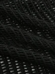 ROMWE Grunge Punk Women's Y2K Versatile Mesh Hollow Long Sleeve Hooded Sweater - Black - View 5