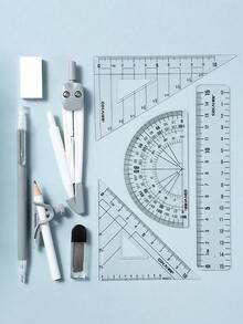 9 Pieces/Set Of School Supplies Including A Compass, Ruler, And Mathematical Drawing Tools, Suitable For Students.