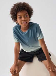 SHEIN Tween Boy Ombre Round Neck Tee