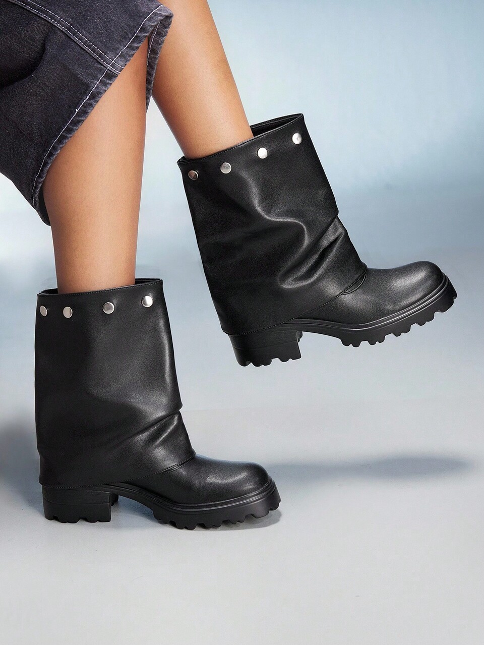 CUCCOO GRLICON Women's Ankle Boots And Ankle Boots, Motorcycle Style, Y2K, Cool Girl, Back To School, Halloween, Christmas, Party Outfits