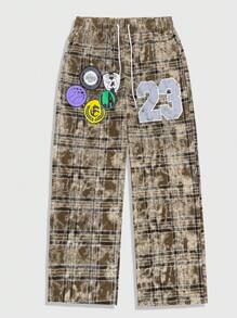 ROMWE MEN Prep Men's Colorblock Printed Plaid Pants - Multicolor - View 1
