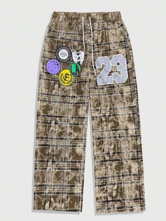 Street Life Pantalon à carreaux imprimé en blocs de couleurs pour hommes